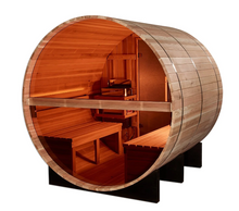 Load image into Gallery viewer, Golden Designs &quot;Zurich&quot; 4 Person Barrel with Bronze Privacy View - Traditional Outdoor Sauna (GDI-B024-01)
