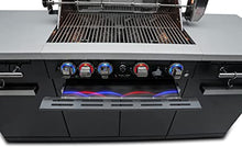 Load image into Gallery viewer, Mont Alpi MA-957 5-Burner 63000 BTU Black Stainless Steel Outdoor Kitchen Bar Gas Island Grill w/ Infrared Rear Burner + Rotisserie Kit + Granite Countertop + Storage Cabinets &amp; Full Weather Cover
