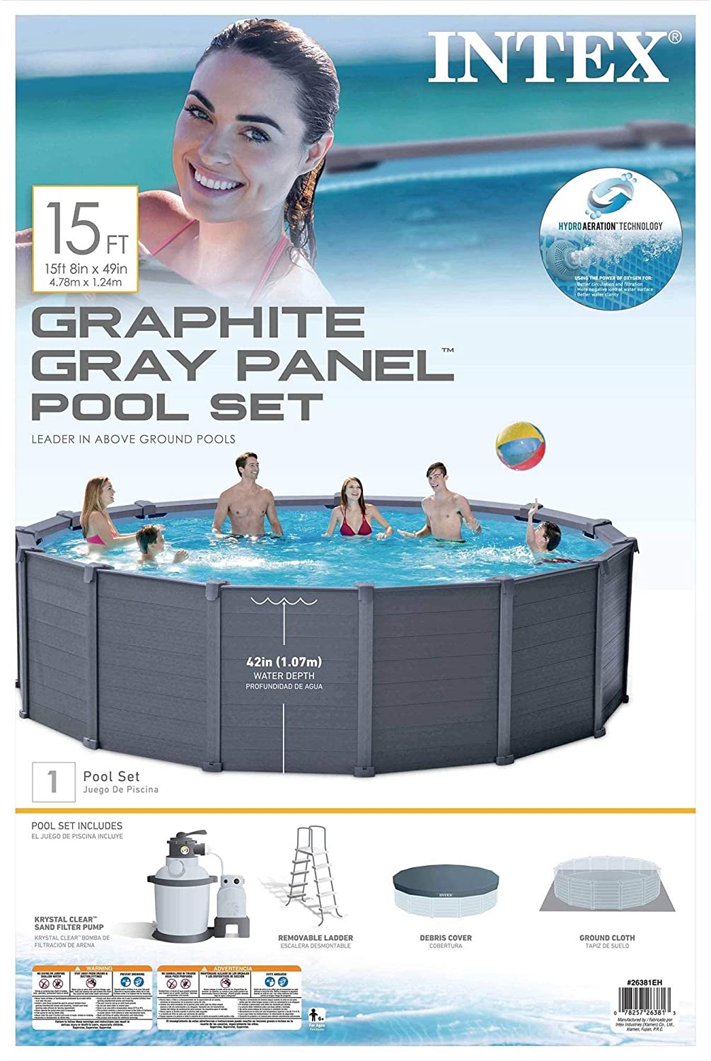 Intex 15.6ft x 49in Above Ground Swimming Pool Set w/Sand Filter Pump & Ladder - Poolstoreconnect