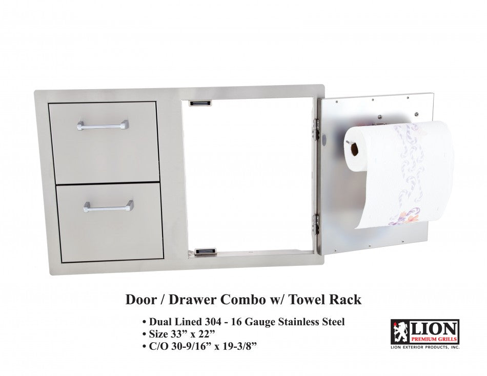 Lion Premium Grills Door and Drawer Combo with Towel Rack (L3320) - Poolstoreconnect