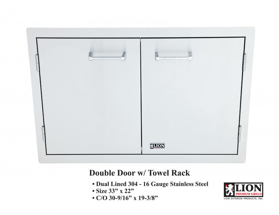 Lion Premium Grills Double Door with Towel Rack (L3322) - Poolstoreconnect