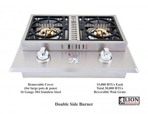 Lion Premium Grills Double Side Burner Liquid Propane (L1707) - Poolstoreconnect